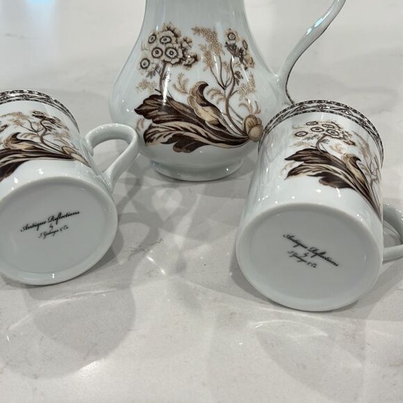 ANTIQUE REFLECTIONS by J. Godinger 7 .5" pitcher and pair of mugs - Picture 9 of 9